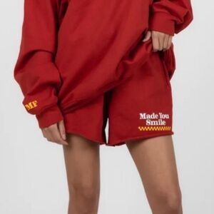 Made You Smile Red Athletic Shorts
